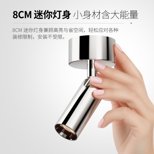 银色电镀明装射灯中古风折叠可调角免开孔现代极简玄关意式小射灯 - 图2