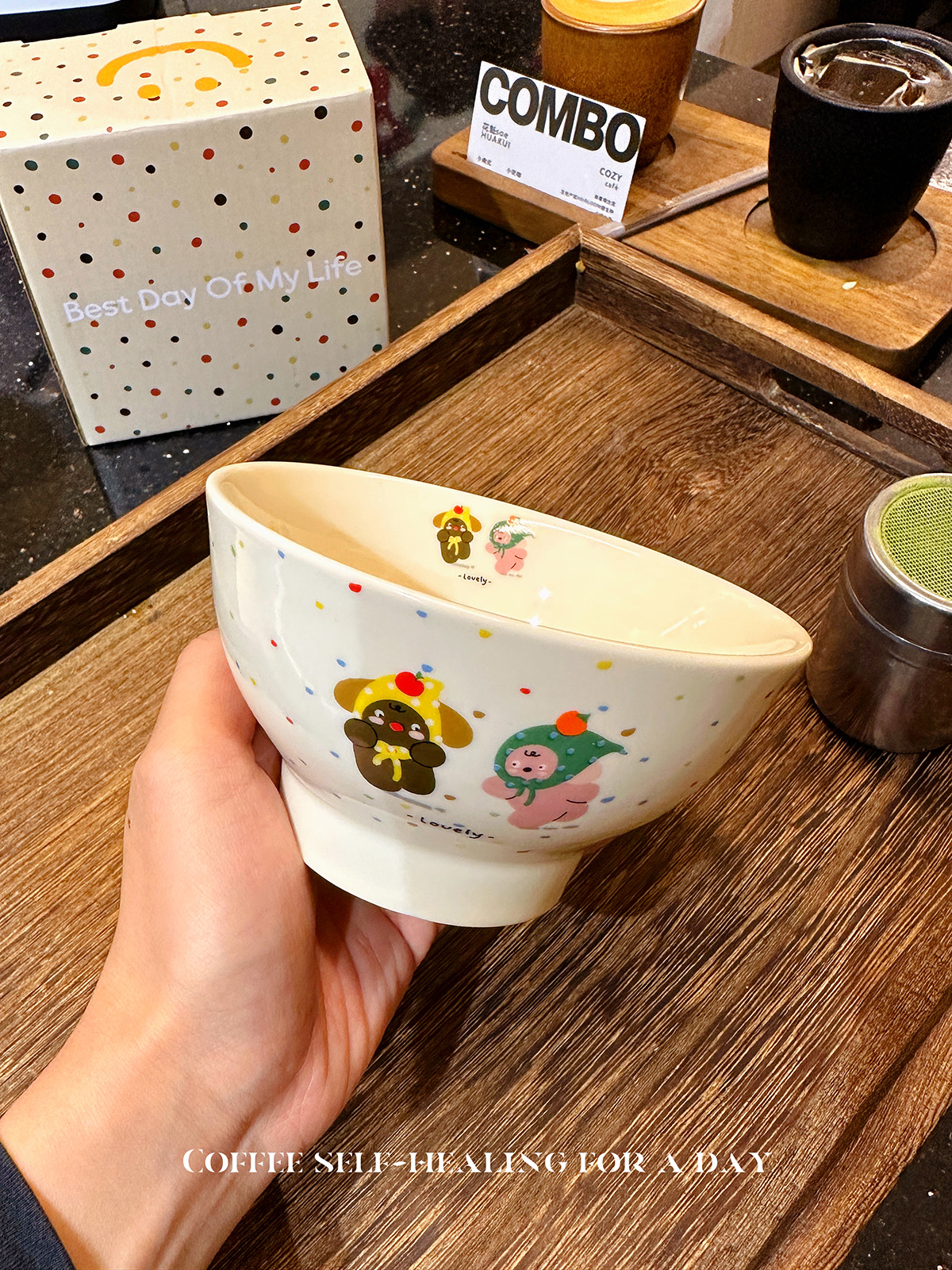 ES韩式ins风卡通陶瓷碗饭碗可爱小熊家用沙拉碗儿童家庭组合碗-图1