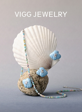 VIGG蓝贝项链女串珠锁骨链珐琅