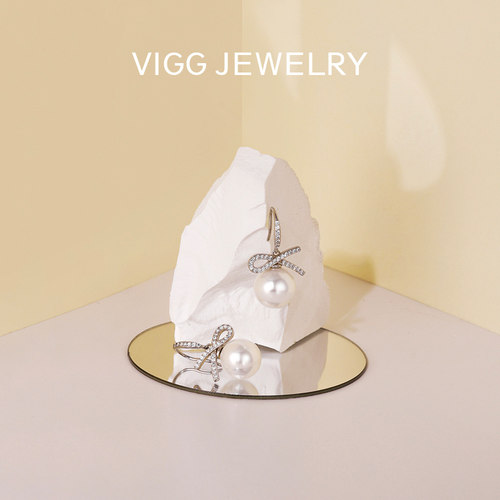 VIGG半蝶耳环女纯银珍珠耳钉2026年新款潮高级感蝴蝶结轻奢耳饰品 - 图2
