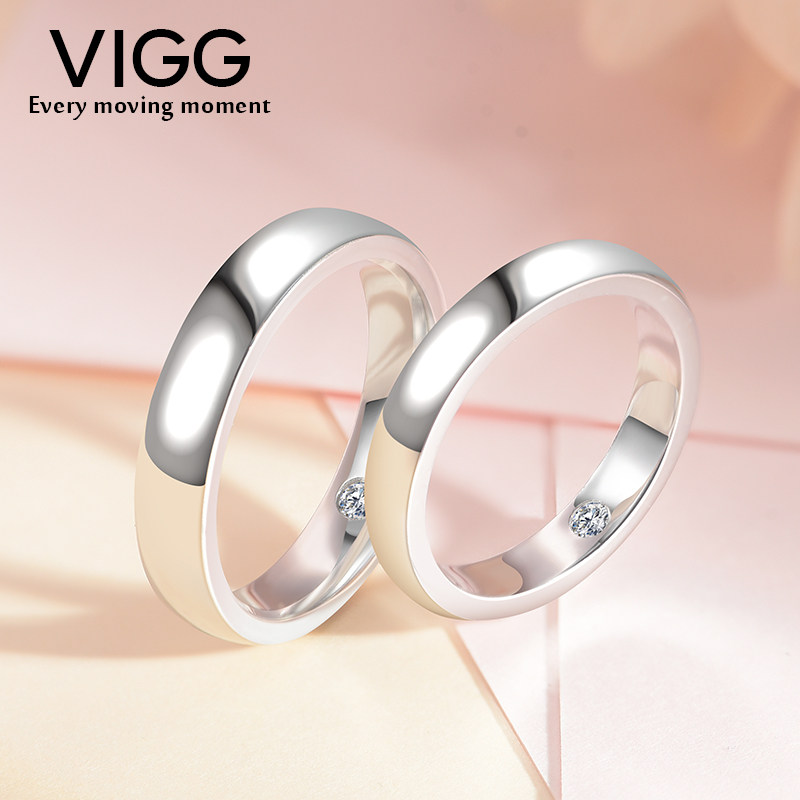 纯银一对男女镶施华洛世奇情侣戒指 vigg戒指/指环