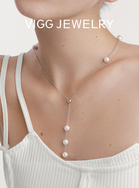 VIGG贝珠Y字项链女高级设计感
