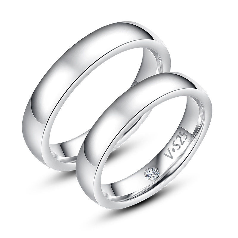 纯银一对男女镶施华洛世奇情侣戒指 vigg戒指/指环