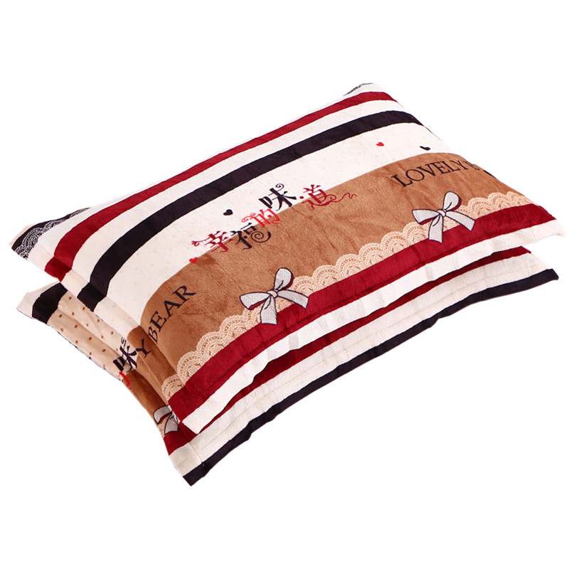 珊瑚绒枕套一对装成人48×74cm加绒枕芯套单人法莱绒法兰绒枕头套