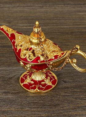 欧式复古金色花纹阿拉丁神灯宫廷晚宴装饰摆件神灯神灯工艺品摆件
