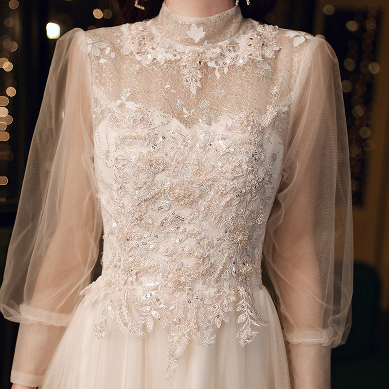 2021年冬季新款长裙长袖新娘轻婚纱 媚思曼朵礼服/晚装