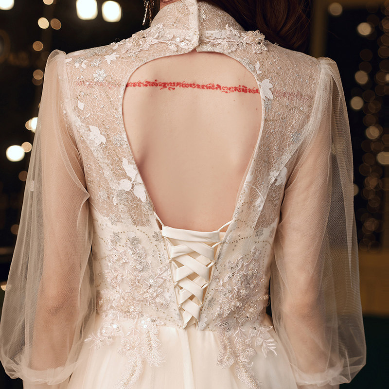 2021年冬季新款长裙长袖新娘轻婚纱 媚思曼朵礼服/晚装