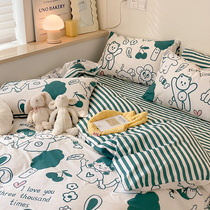 Cute Childhood Fantasy Pure Cotton Four Pieces Ins Cartoon Little Fresh Full Cotton Bed Three Sets Pro Skin 1 8 Bed Products