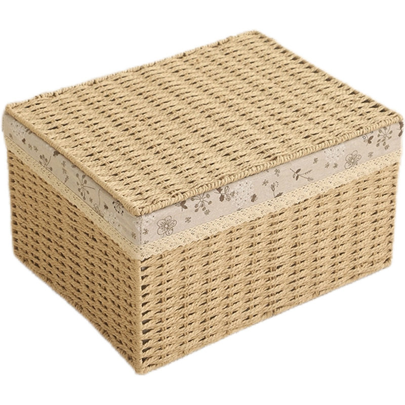 草编收纳筐储物箱带盖仿藤编玩具零食杂物收纳箱编织脏衣筐收纳篮,淘宝优惠券,粉丝福利购,淘宝优惠卷