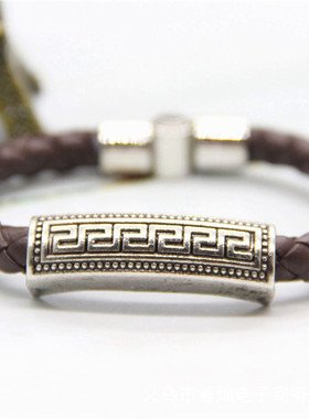 欧美饰品磁铁扣手链情侣手环跨境配饰wish皮绳回形皮革