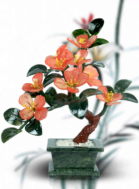 盆景桃花树影楼中式风桌面摆件