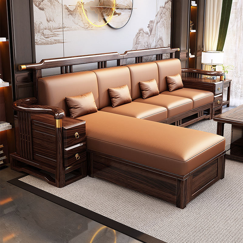 New Chinese style ebony solid wood sofa living room for winter and summer use 2026 new wooden furniture whole house set combination