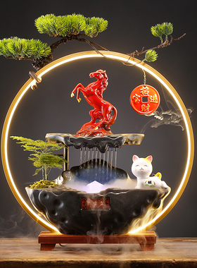 流水生财循环水摆件招财猫装饰品