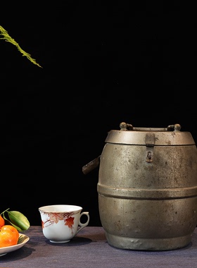 日月堂民国黄铜茶叶罐古董老物件