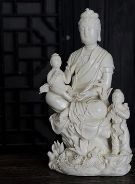 德化仿古风陶瓷菩萨摆件观音像