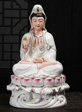 菩萨居家供奉描金观音佛像