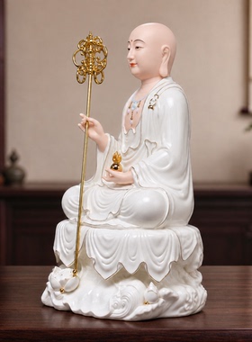 描金全彩地藏禅意客厅供奉摆件