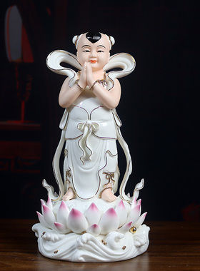 金童玉女家用摆件德化陶瓷供奉