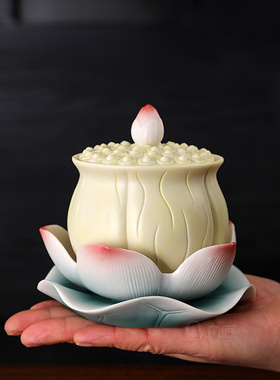 陶瓷圣水杯净水杯供佛莲花杯