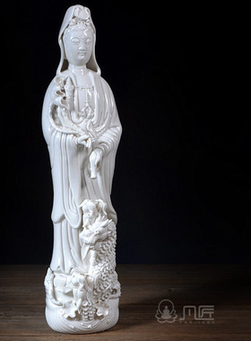 凡匠滴水观音三龙德化菩萨像白瓷