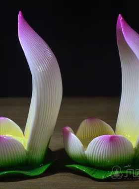 供灯烛台灯座佛堂莲花陶瓷摆件
