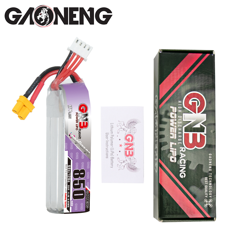 GNB高能 850mAh 3S 11.4V 60C长续航穿越机FPV玩具航模锂电池LiHV - 图2