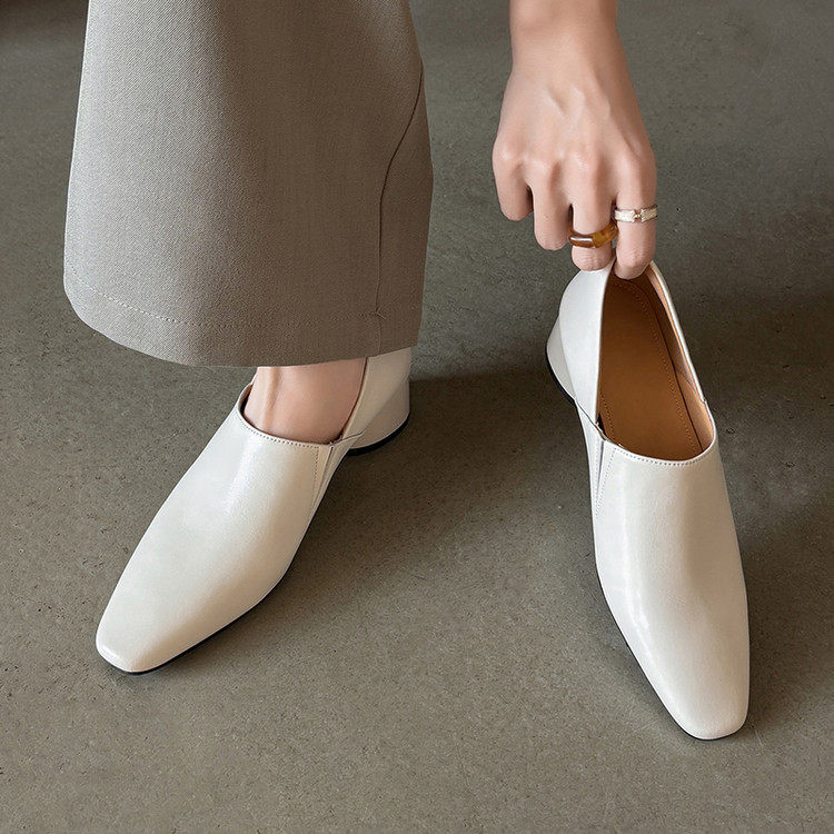 法式复古风高跟乐福鞋女2026春季粗跟真皮方头百搭深口单鞋子,淘宝优惠券,粉丝福利购,淘宝优惠卷