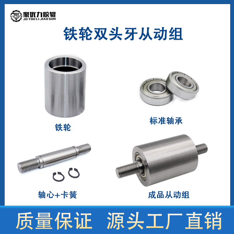 带双头牙轴心滚筒平皮带用惰轮双轴承滚轮砂带机无动力从动轮现货 - 图0