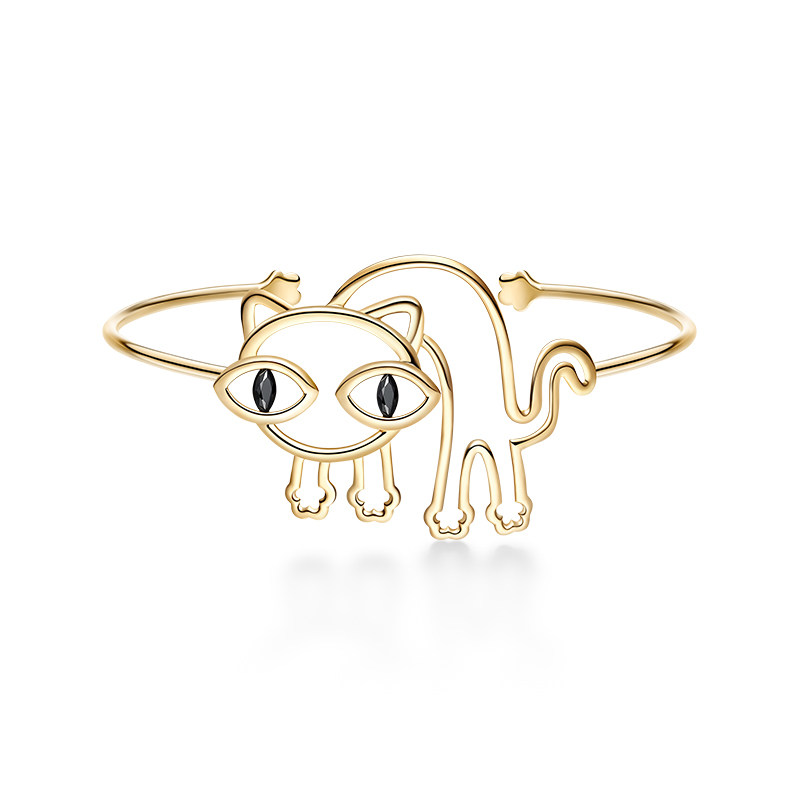 hefang何方珠宝猫咪手镯925女手环 HEFANG Jewelry手镯
