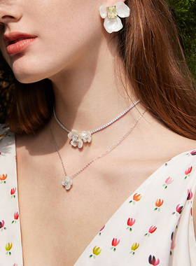 HEFANG小苍兰锁骨链925银