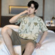 Yalu men's pajamas summer ຝ້າຍບໍລິສຸດສັ້ນເສອແຂນສັ້ນ 2026 ໃຫມ່ໄວຫນຸ່ມ summer ຊຸດຜ້າຝ້າຍເຮືອນ.