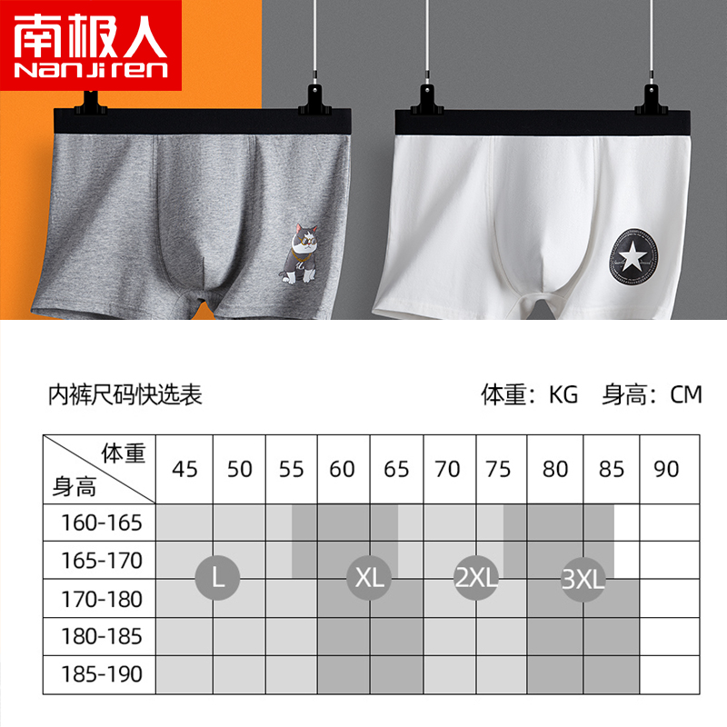 南极人纯棉男士平角裤卡通个性短裤 南极人明淘内裤