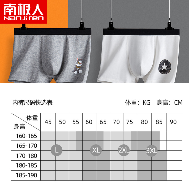 南极人纯棉内裤男士平角裤卡通透气男生青少年男款抗菌裤衩秋冬ON