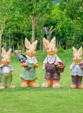 玻璃钢户外仿真兔子雕塑