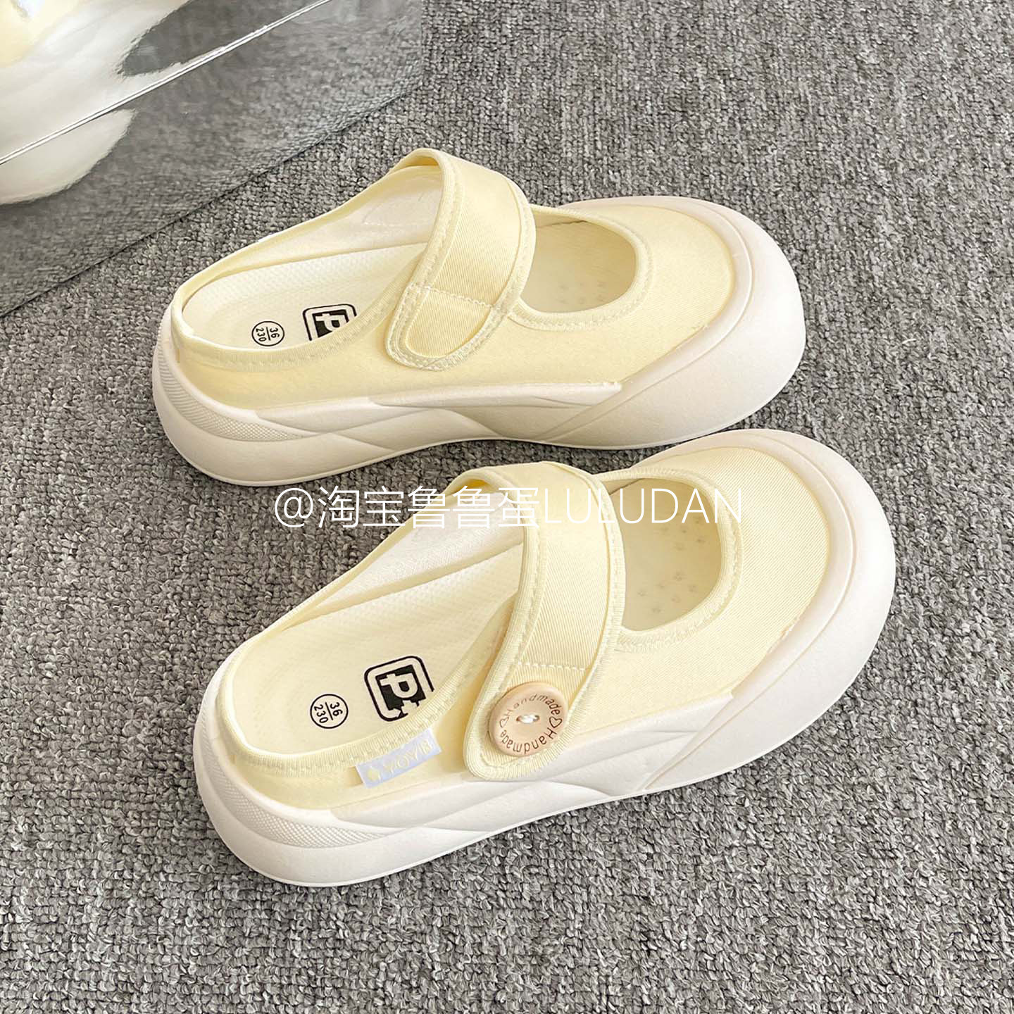 鲁鲁蛋百搭小白鞋厚底运动凉鞋女夏季2025新款透气一脚蹬休闲板鞋,淘宝优惠券,粉丝福利购,淘宝优惠卷