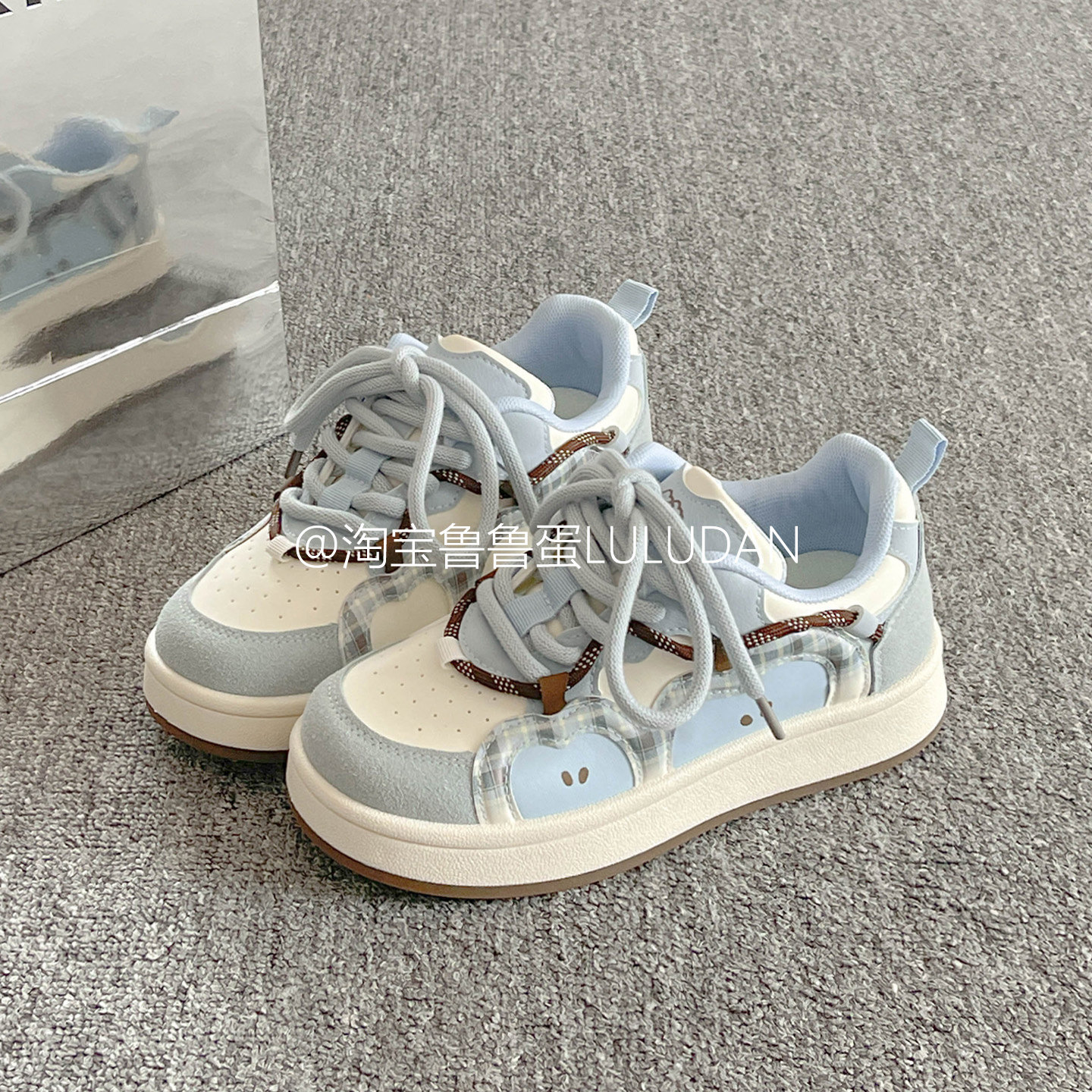 鲁鲁蛋 百搭韩系休闲板鞋女款2025新款春秋厚底小白鞋苹果面包鞋,淘宝优惠券,粉丝福利购,淘宝优惠卷