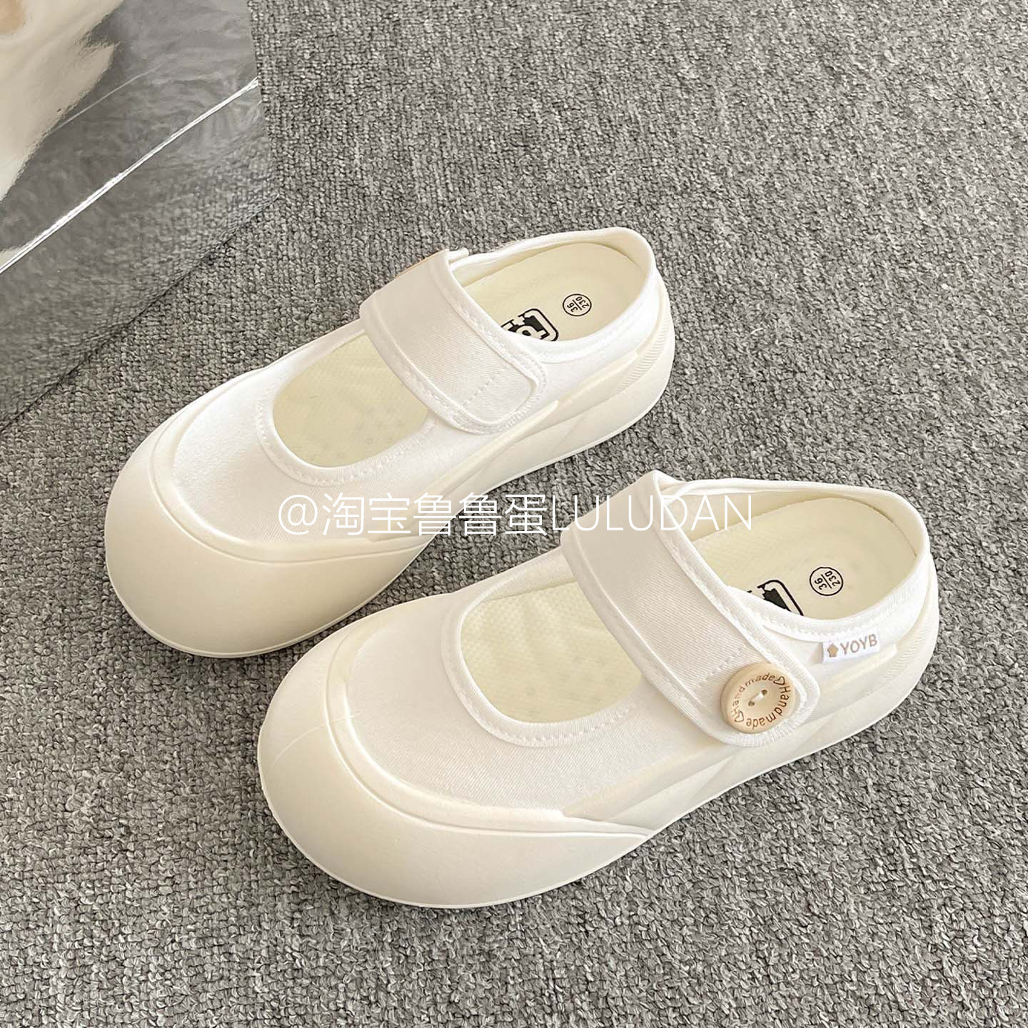 鲁鲁蛋百搭小白鞋厚底运动凉鞋女夏季2025新款透气一脚蹬休闲板鞋,淘宝优惠券,粉丝福利购,淘宝优惠卷