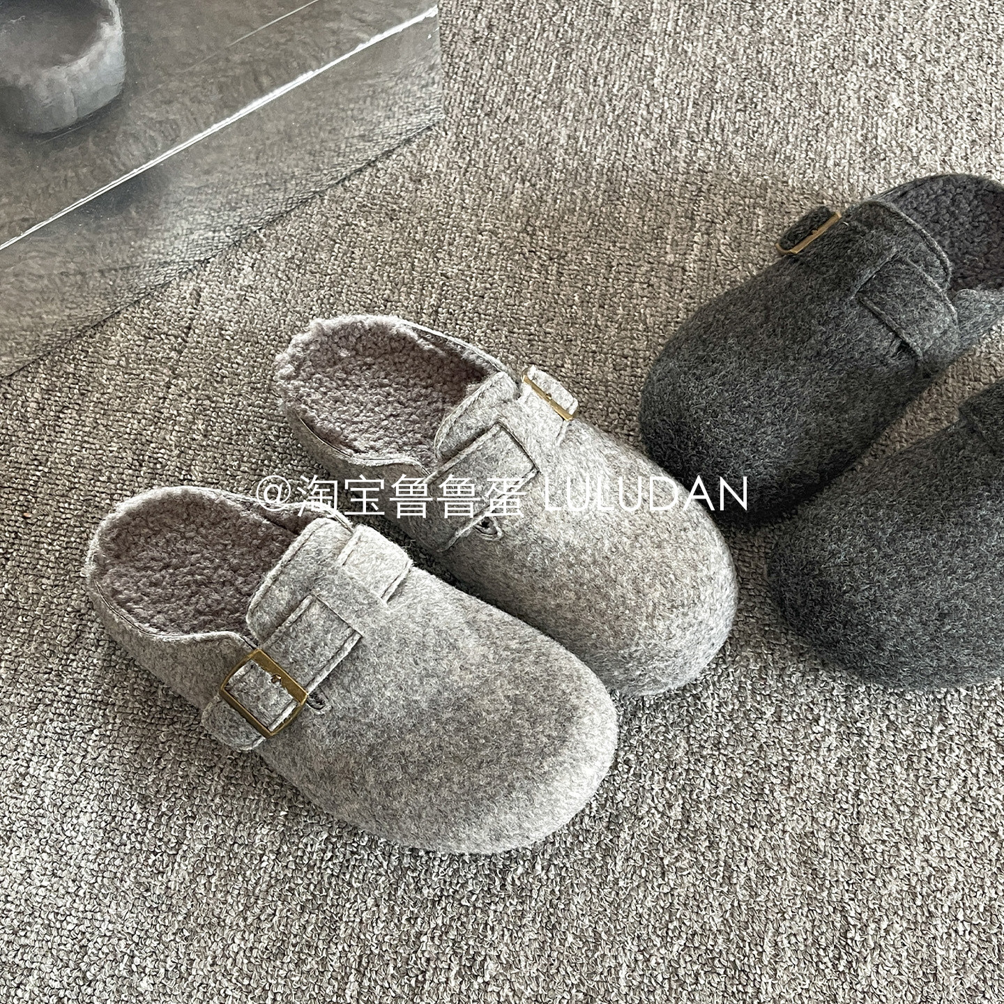 鲁鲁蛋冬季厚底毛毛拖鞋女外穿2025新款包头半拖鞋加绒保暖二棉鞋,淘宝优惠券,粉丝福利购,淘宝优惠卷