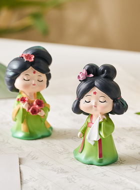 唐宫夜宴古风侍女西安文创小摆件工位情绪稳定器办公室桌面装饰品