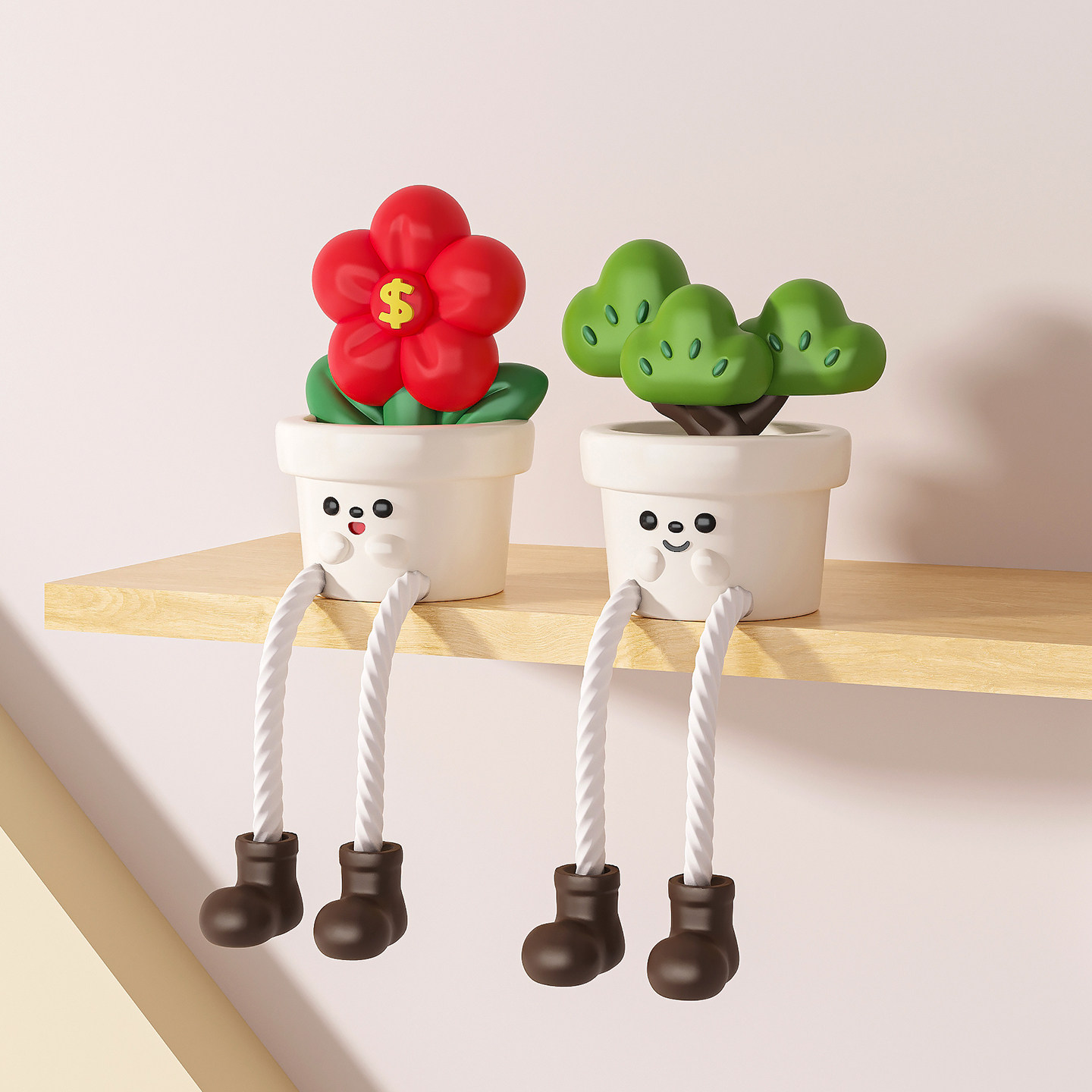 可爱有钱花吊脚娃娃桌面家居洞洞板置物架书柜儿童房书桌装饰摆件,淘宝优惠券,粉丝福利购,淘宝优惠卷