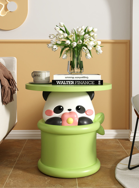 可爱熊猫床头柜边几落地摆件