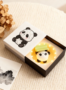 可爱熊猫LED灯串桌面收纳摆件