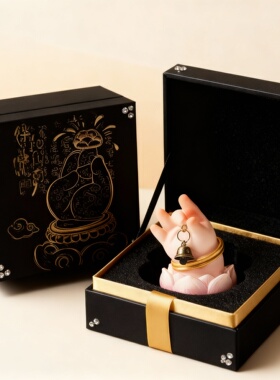 招财猫莲花陶瓷摆件礼盒开运招财