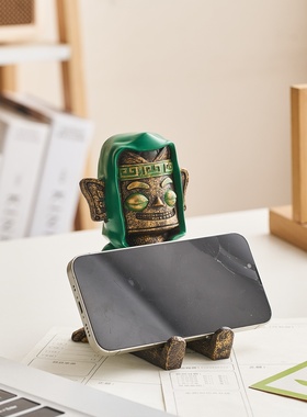 三星堆人像手机支架摆件笔托办公室工位桌面装饰品文创男生小礼物