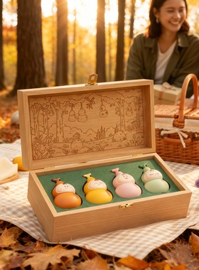 可爱卡通动物木质桌面收纳盒