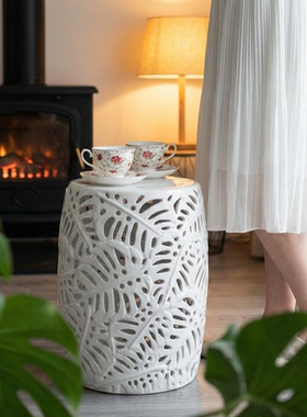 轻奢镂空编织装饰凳客厅度假风