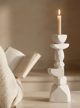 北欧轻奢天然石几何客厅摆件