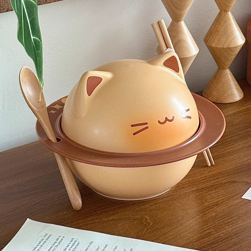可爱卡通猫咪泡面碗宿舍学生带盖陶瓷大容量吃面碗食品级螺蛳粉碗,淘宝优惠券,粉丝福利购,淘宝优惠卷