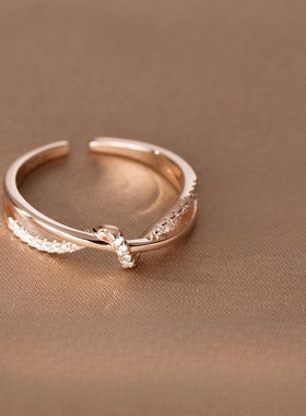 925纯银交叉戒指女轻奢复古小众