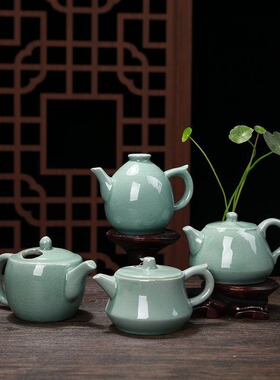 茶壶小花器花插绿萝水培创意禅意家居摆件酒店铜钱草陶瓷花盆花瓶